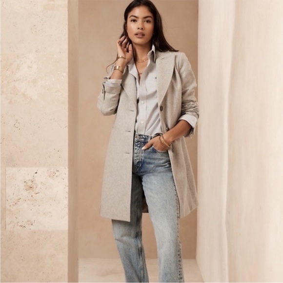 Banana Republic Jackets & Blazers - Reduced! BANANA REPUBLIC Italian Melton Topcoat, in Soft Gray, Sz XXL